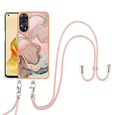 Funda Silicona Gel Goma Patron de Moda Carcasa con Acollador Cordon Lanyard YB7 para Oppo Reno8 T 4G Multicolor