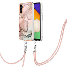 Funda Silicona Gel Goma Patron de Moda Carcasa con Acollador Cordon Lanyard YB7 para Samsung Galaxy A04s Rosa