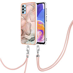 Funda Silicona Gel Goma Patron de Moda Carcasa con Acollador Cordon Lanyard YB7 para Samsung Galaxy A13 4G Rosa