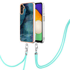 Funda Silicona Gel Goma Patron de Moda Carcasa con Acollador Cordon Lanyard YB7 para Samsung Galaxy A13 5G Verde