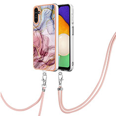 Funda Silicona Gel Goma Patron de Moda Carcasa con Acollador Cordon Lanyard YB7 para Samsung Galaxy A34 5G Multicolor