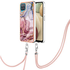 Funda Silicona Gel Goma Patron de Moda Carcasa con Acollador Cordon Lanyard YB7 para Samsung Galaxy M12 Multicolor