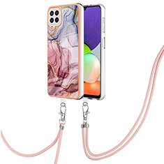 Funda Silicona Gel Goma Patron de Moda Carcasa con Acollador Cordon Lanyard YB7 para Samsung Galaxy M32 4G Multicolor