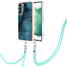 Funda Silicona Gel Goma Patron de Moda Carcasa con Acollador Cordon Lanyard YB7 para Samsung Galaxy S22 5G Verde