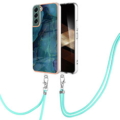 Funda Silicona Gel Goma Patron de Moda Carcasa con Acollador Cordon Lanyard YB7 para Samsung Galaxy S24 5G Verde