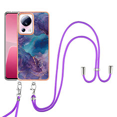 Funda Silicona Gel Goma Patron de Moda Carcasa con Acollador Cordon Lanyard YB7 para Xiaomi Civi 2 5G Morado