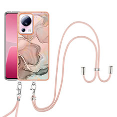 Funda Silicona Gel Goma Patron de Moda Carcasa con Acollador Cordon Lanyard YB7 para Xiaomi Civi 2 5G Rosa