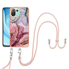 Funda Silicona Gel Goma Patron de Moda Carcasa con Acollador Cordon Lanyard YB7 para Xiaomi Mi 11 Lite 4G Multicolor