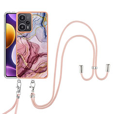 Funda Silicona Gel Goma Patron de Moda Carcasa con Acollador Cordon Lanyard YB7 para Xiaomi Poco F5 5G Multicolor