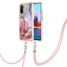 Funda Silicona Gel Goma Patron de Moda Carcasa con Acollador Cordon Lanyard YB7 para Xiaomi Redmi Note 11 SE India 4G Multicolor