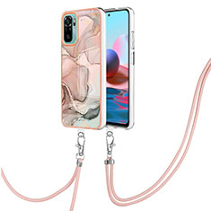 Funda Silicona Gel Goma Patron de Moda Carcasa con Acollador Cordon Lanyard YB7 para Xiaomi Redmi Note 11 SE India 4G Rosa