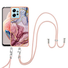 Funda Silicona Gel Goma Patron de Moda Carcasa con Acollador Cordon Lanyard YB7 para Xiaomi Redmi Note 12 4G Multicolor