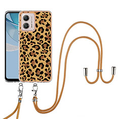 Funda Silicona Gel Goma Patron de Moda Carcasa con Acollador Cordon Lanyard YB8 para Motorola Moto G53 5G Marron