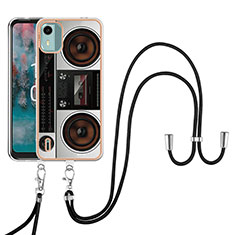 Funda Silicona Gel Goma Patron de Moda Carcasa con Acollador Cordon Lanyard YB8 para Nokia C12 Plus Vistoso