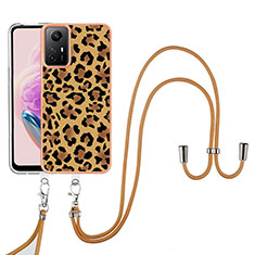 Funda Silicona Gel Goma Patron de Moda Carcasa con Acollador Cordon Lanyard YB8 para Xiaomi Redmi Note 12S Marron