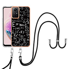 Funda Silicona Gel Goma Patron de Moda Carcasa con Acollador Cordon Lanyard YB8 para Xiaomi Redmi Note 12S Multicolor