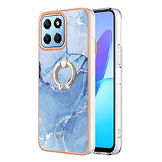 Funda Silicona Gel Goma Patron de Moda Carcasa con Anillo de dedo Soporte Y01B para Huawei Honor X6 5G Azul