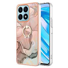 Funda Silicona Gel Goma Patron de Moda Carcasa con Anillo de dedo Soporte Y01B para Huawei Honor X8a 4G Rosa