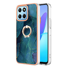 Funda Silicona Gel Goma Patron de Moda Carcasa con Anillo de dedo Soporte Y01B para Huawei Honor X8a 5G Verde