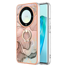 Funda Silicona Gel Goma Patron de Moda Carcasa con Anillo de dedo Soporte Y01B para Huawei Honor X9a 5G Rosa