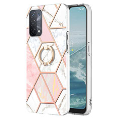 Funda Silicona Gel Goma Patron de Moda Carcasa con Anillo de dedo Soporte Y01B para Oppo A93 5G Rosa