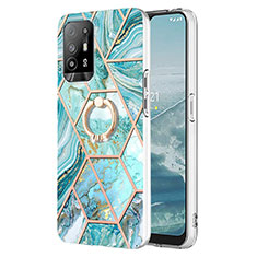 Funda Silicona Gel Goma Patron de Moda Carcasa con Anillo de dedo Soporte Y01B para Oppo A94 5G Menta Verde