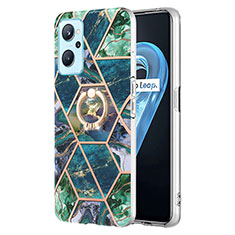 Funda Silicona Gel Goma Patron de Moda Carcasa con Anillo de dedo Soporte Y01B para Realme 9i 4G Verde Noche