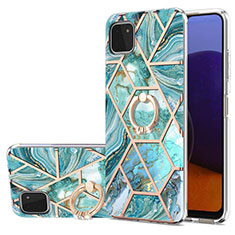 Funda Silicona Gel Goma Patron de Moda Carcasa con Anillo de dedo Soporte Y01B para Samsung Galaxy A22 5G Menta Verde