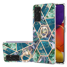 Funda Silicona Gel Goma Patron de Moda Carcasa con Anillo de dedo Soporte Y01B para Samsung Galaxy F34 5G Verde Noche