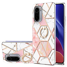 Funda Silicona Gel Goma Patron de Moda Carcasa con Anillo de dedo Soporte Y01B para Xiaomi Mi 11i 5G Rosa