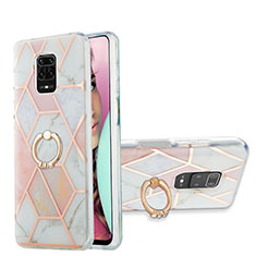 Funda Silicona Gel Goma Patron de Moda Carcasa con Anillo de dedo Soporte Y01B para Xiaomi Poco M2 Pro Rosa