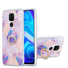 Funda Silicona Gel Goma Patron de Moda Carcasa con Anillo de dedo Soporte Y01B para Xiaomi Redmi 10X 4G Purpura Claro