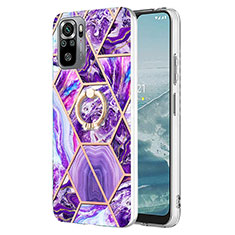 Funda Silicona Gel Goma Patron de Moda Carcasa con Anillo de dedo Soporte Y01B para Xiaomi Redmi Note 11 SE India 4G Morado