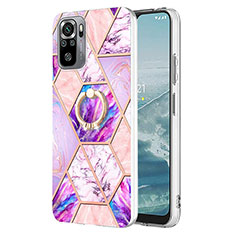 Funda Silicona Gel Goma Patron de Moda Carcasa con Anillo de dedo Soporte Y01B para Xiaomi Redmi Note 11 SE India 4G Purpura Claro