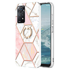 Funda Silicona Gel Goma Patron de Moda Carcasa con Anillo de dedo Soporte Y01B para Xiaomi Redmi Note 12 Pro 4G Rosa