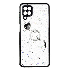 Funda Silicona Gel Goma Patron de Moda Carcasa con Anillo de dedo Soporte Y01X para Samsung Galaxy A12 5G Negro