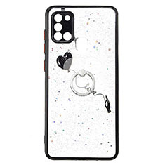 Funda Silicona Gel Goma Patron de Moda Carcasa con Anillo de dedo Soporte Y01X para Samsung Galaxy A21s Negro