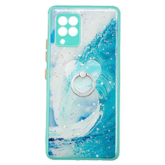 Funda Silicona Gel Goma Patron de Moda Carcasa con Anillo de dedo Soporte Y01X para Samsung Galaxy A42 5G Verde