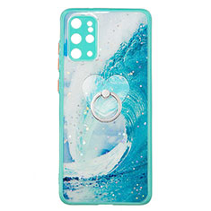 Funda Silicona Gel Goma Patron de Moda Carcasa con Anillo de dedo Soporte Y01X para Samsung Galaxy S20 Plus Verde