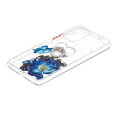 Funda Silicona Gel Goma Patron de Moda Carcasa con Anillo de dedo Soporte Y01X para Xiaomi Poco F3 5G Azul