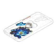 Funda Silicona Gel Goma Patron de Moda Carcasa con Anillo de dedo Soporte Y01X para Xiaomi Poco M2 Azul