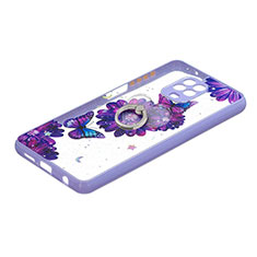 Funda Silicona Gel Goma Patron de Moda Carcasa con Anillo de dedo Soporte Y01X para Xiaomi Poco M2 Pro Morado