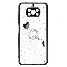 Funda Silicona Gel Goma Patron de Moda Carcasa con Anillo de dedo Soporte Y01X para Xiaomi Poco X3 Negro