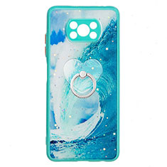 Funda Silicona Gel Goma Patron de Moda Carcasa con Anillo de dedo Soporte Y01X para Xiaomi Poco X3 Verde