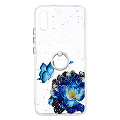 Funda Silicona Gel Goma Patron de Moda Carcasa con Anillo de dedo Soporte Y01X para Xiaomi Redmi 9A Azul