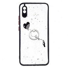 Funda Silicona Gel Goma Patron de Moda Carcasa con Anillo de dedo Soporte Y01X para Xiaomi Redmi 9A Negro