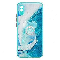 Funda Silicona Gel Goma Patron de Moda Carcasa con Anillo de dedo Soporte Y01X para Xiaomi Redmi 9AT Verde