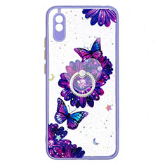 Funda Silicona Gel Goma Patron de Moda Carcasa con Anillo de dedo Soporte Y01X para Xiaomi Redmi 9i Morado