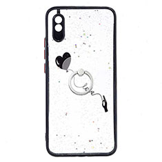 Funda Silicona Gel Goma Patron de Moda Carcasa con Anillo de dedo Soporte Y01X para Xiaomi Redmi 9i Negro