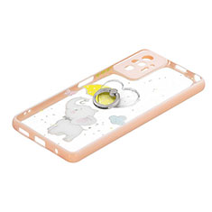 Funda Silicona Gel Goma Patron de Moda Carcasa con Anillo de dedo Soporte Y01X para Xiaomi Redmi Note 10 Pro 4G Amarillo